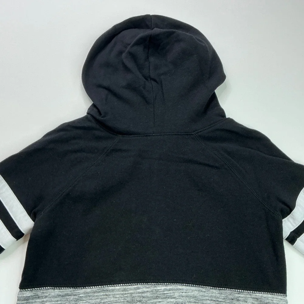 Justice Black Rainbow Logo Zip Up Hoodie Kids Size 6/7 Colorblock Varsity